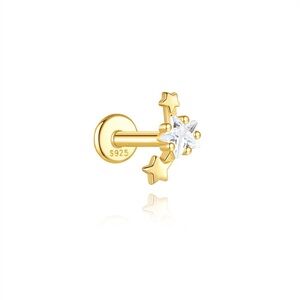 Gold Star and Zircon Stud Earring